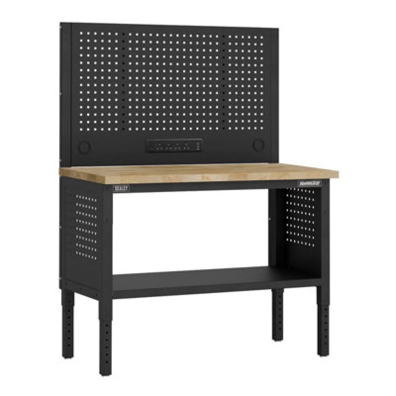 Image of Sealey Superline Pro Modular Wooden Top Workbench and Pegboard APMWB50COMBOW Length: 1.26m