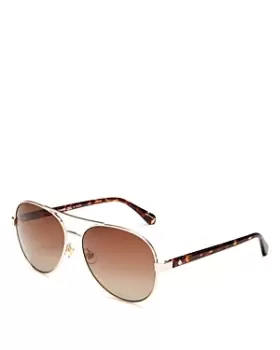 Image of kate spade new york Averie Polarized Brow Bar Aviator Sunglasses, 58mm