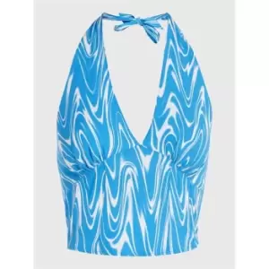 Image of Tommy Jeans Halter Neck Crop Top - Blue
