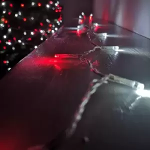 Image of 200 LED 16m Premier Christmas Outdoor Function Lights Timer Clear Cable in Red & White