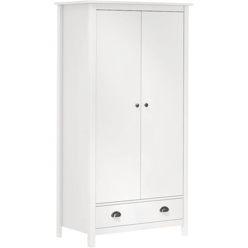 Image of VIDAXL 2-Door Wardrobe Hill White 89x50x170cm Solid Pine Wood Vidaxl 8719883910147