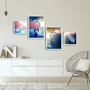Image of 4PBCT-17 Multicolor Decorative Framed MDF Painting (4 Pieces)