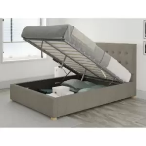 Image of Presley Ottoman Upholstered Bed, Saxon Twill, Grey - Ottoman Bed Size Single (90x190)