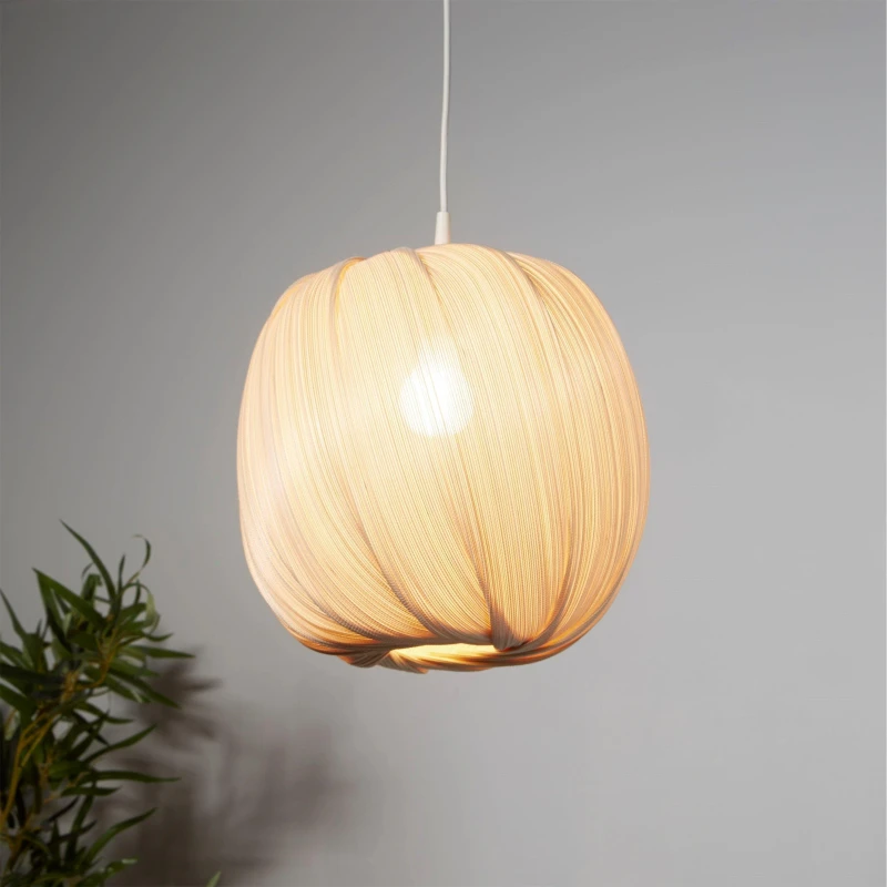 Image of EDITE 30cm Round Bamboo Lampshade in Natural beige ONE SIZE