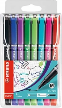 Image of Stabilo Sensor Fineliner Medium Assorted PK8