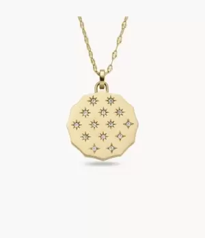 Image of Fossil Women Sadie Scalloped Edge Gold-Tone Stainless Steel Pendant Necklace