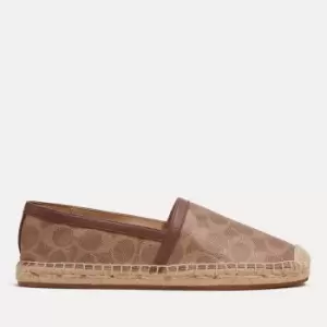 Image of Coach Womens Collins Leather-Trimmed Coated Canvas Espadrilles - UK 4
