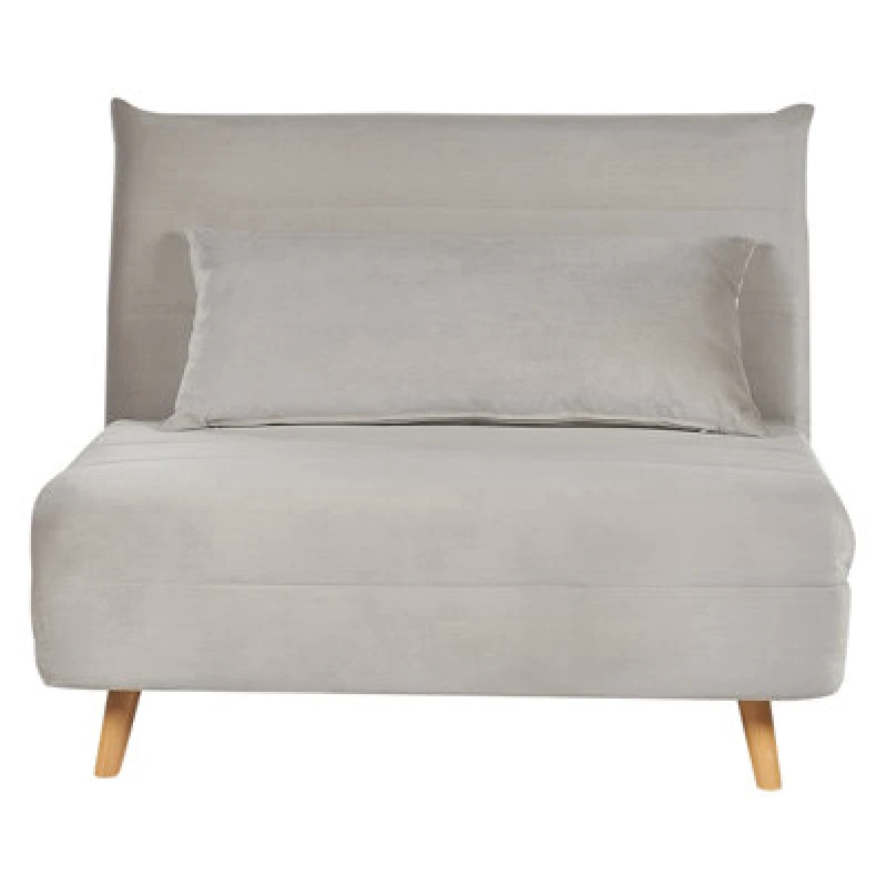 Image of Beliani Single Sofa Bed Setten Velvet Light Grey