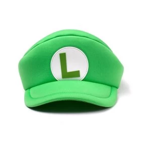 Image of Nintendo Super Mario Bros. Shaped Curved Bill Cap with Luigi Logo