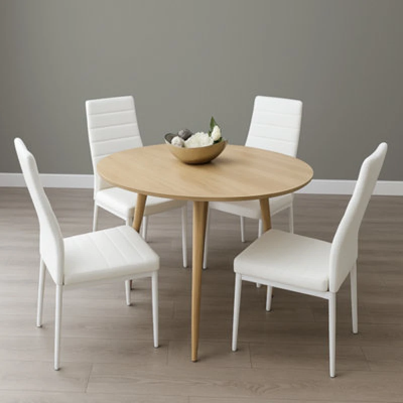 Image of Kosy Koala Round 4-chair Faux Leather Dining Set, Multi BELLA RND 4 WTM