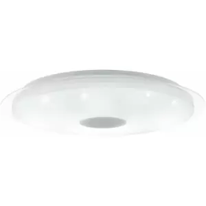 Image of Loops - Wall Flush Ceiling Light White Shade White Silver Plastic Crystal Effect LED 40W