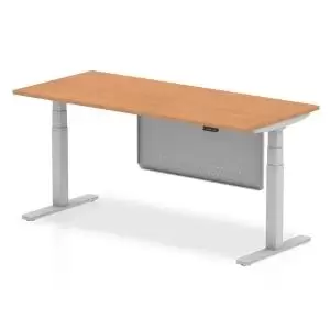 Image of Air 1800 x 800mm Height Adjustable Desk Oak Top Silver Leg With Silver
