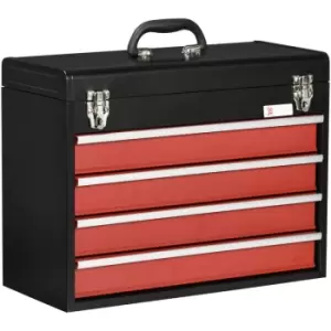 Image of Lockable 4 Drawer Tool Chest w/ Ball Bearing Slide Drawer 51cmx22cmx40cm - Black - Durhand