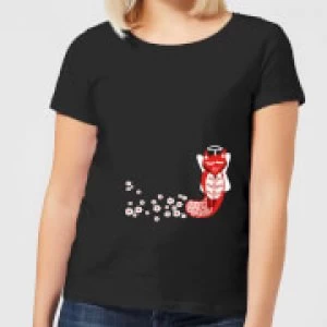 Image of Flower Fox Womens T-Shirt - Black - 5XL