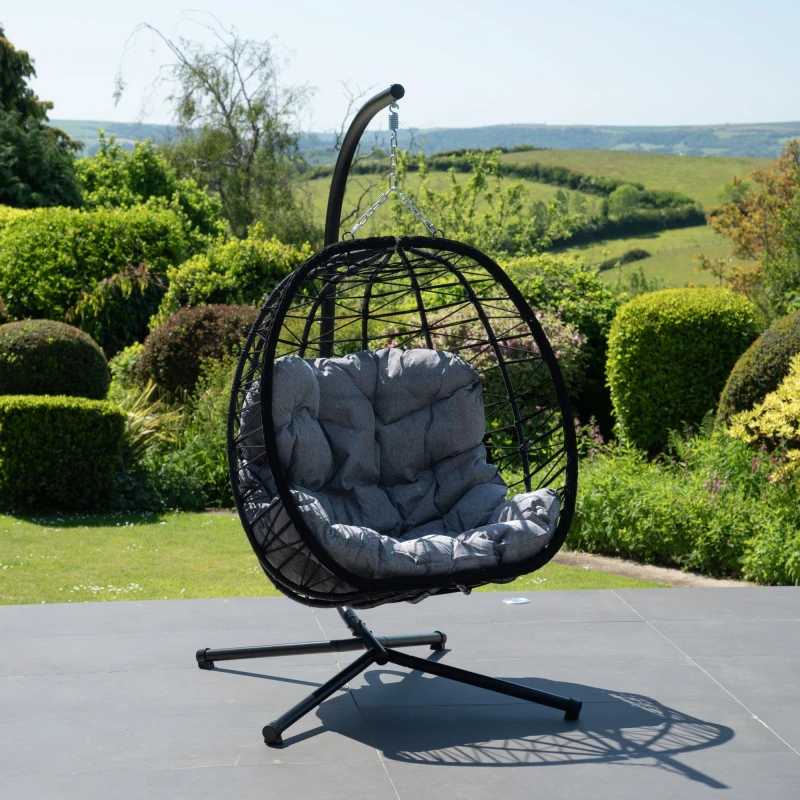 Image of Artemis Home Hebden Garden Hanging Egg Chair in Dark Grey Dark Grey Unisex