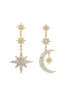 Image of Mood Gold Plated Mix And Match Stars And Moon Drop Earrings