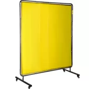 Image of VEVOR 6' x 6' Welding Screen with Frame Yellow Vinyl Portable Welding Curtain with Wheels Light-Proof Welding Protection Screen Professional