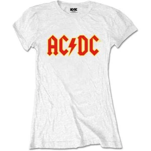 Image of AC/DC - Logo Womens Medium T-Shirt - White