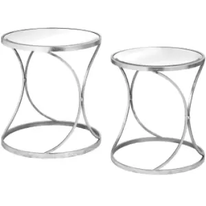Image of Silver Curved Design Set Of 2 Side Tables