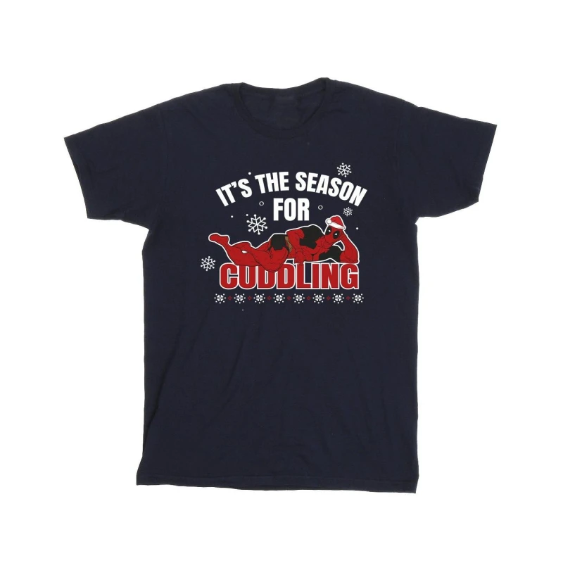 Image of Deadpool Deadpool Men Time For Cuddling Cotton T-Shirt in Navy Size: Small Navy S Male 5063376878487