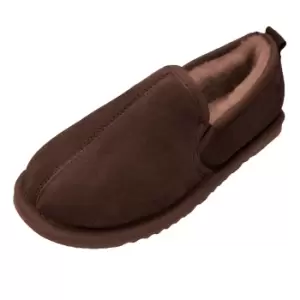 Image of Eastern Counties Leather Mens Sheepskin Lined Soft Suede Sole Slippers (6 UK) (Chocolate)