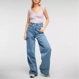 Image of Missguided Short Sleeve Rib Knit Bodysuit - Purple