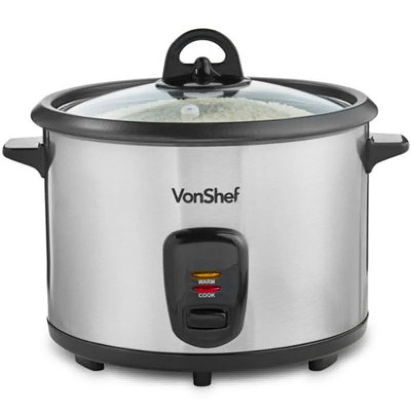 Image of VonHaus 700W 1.8L Stainless Steel Electric Rice Cooker and Steamer Pot Metallic Silver unisex