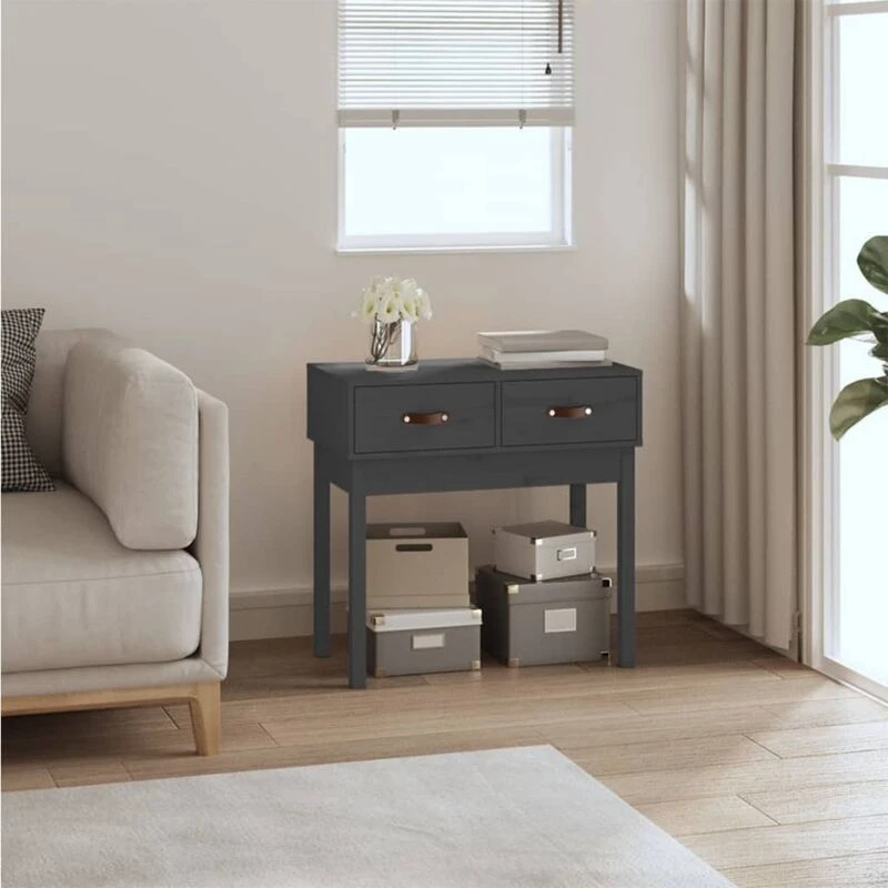 Image of Vidaxl Console Table Grey 76.5X40X75cm Solid Wood Pine, Grey 821751