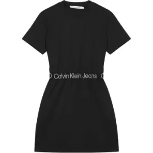 Image of Calvin Klein Jeans Logo Waist Milano T-Shirt Dress - Black