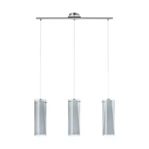 Image of Pendant Light Satin Nickel Black White Smoked Glass Opal Matt Bulb E27 3x60W