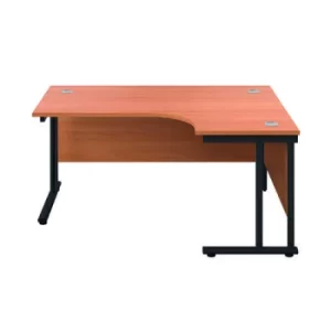 Image of Jemini Radial Right Hand Double Upright Cantilever Desk 1600x1200x730mm Beech/Black KF820437