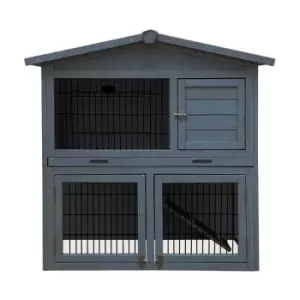Image of Charles Bentley Grey Two Storey Pet Hutch With Play Area