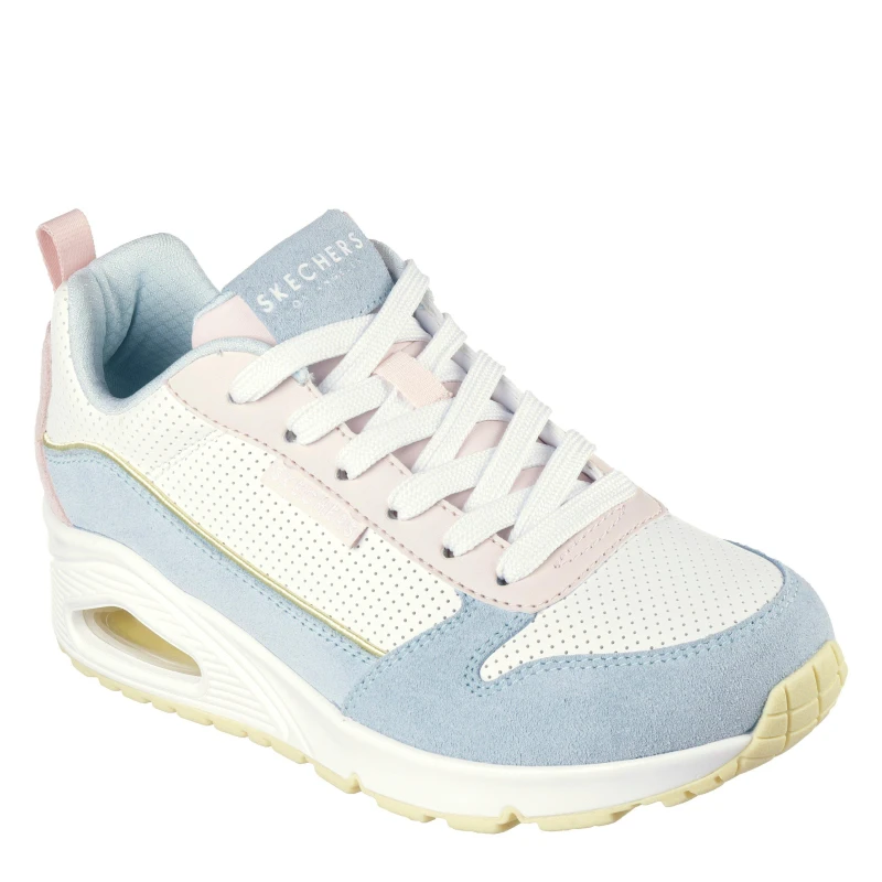 Image of Skechers Womens Suede Classic Low-Top Trainers Light Blue/Pink female 2 (35)