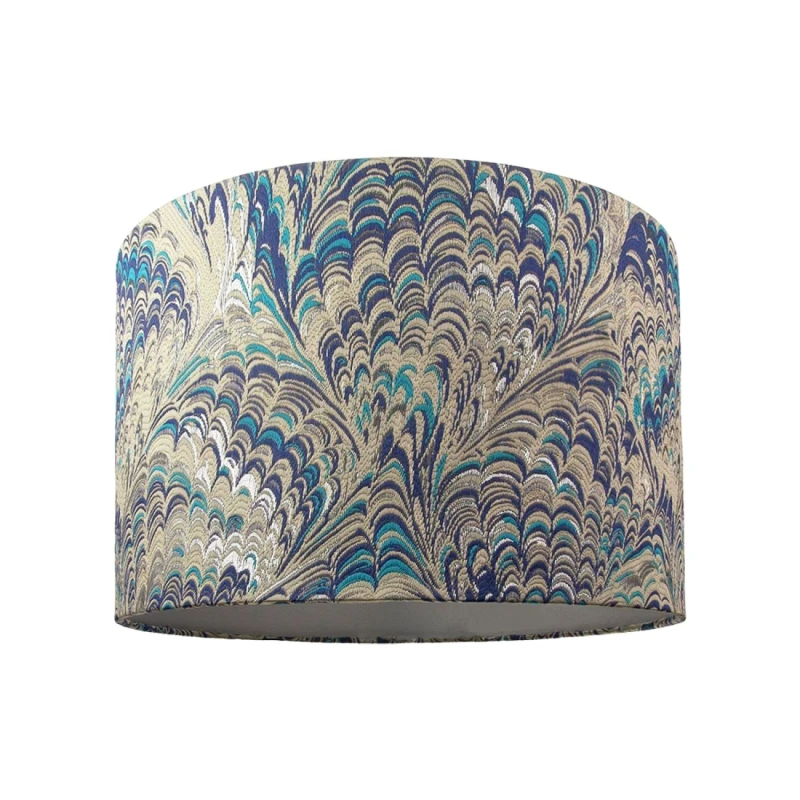 Image of Happy Homewares Contemporary & Vivid Peacock Print Table/Pendant Lamp Shade in Soft Cotton Size: 12" Multicolor Unisex 12"