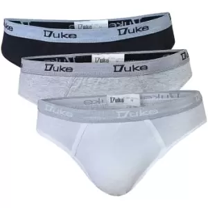 Image of Duke London Mens Cotton Jersey Briefs (Pack Of 3) (XL) (Black/Grey/White)