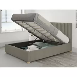 Image of Grant Ottoman Upholstered Bed, Saxon Twill, Grey - Ottoman Bed Size Single (90x190)