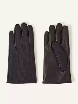 Image of Accessorize Wool And Leather Glove, Grey, Size M/L, Women