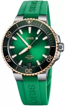 Image of Oris Watch Aquis Date Calibre 400 Bi-Colour Green Rubber