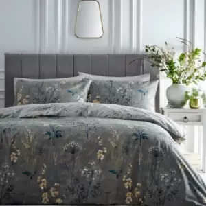 Image of Florette Moss Green Super King Duvet Cover Set Green Reversible Bedding Set - Green