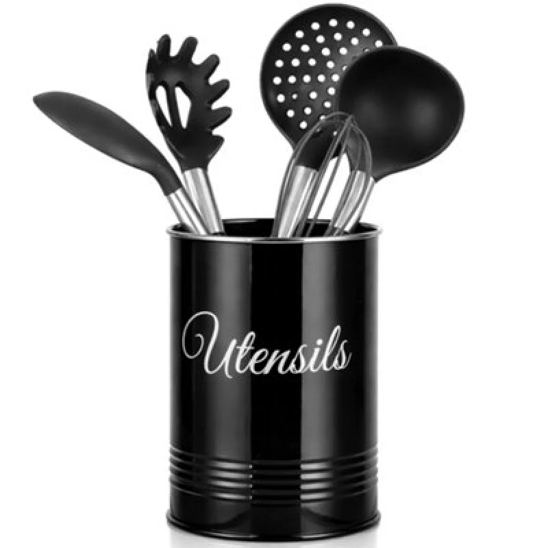 Image of Innoteck Essentials Metal Utensil Crock Holder - Black.
