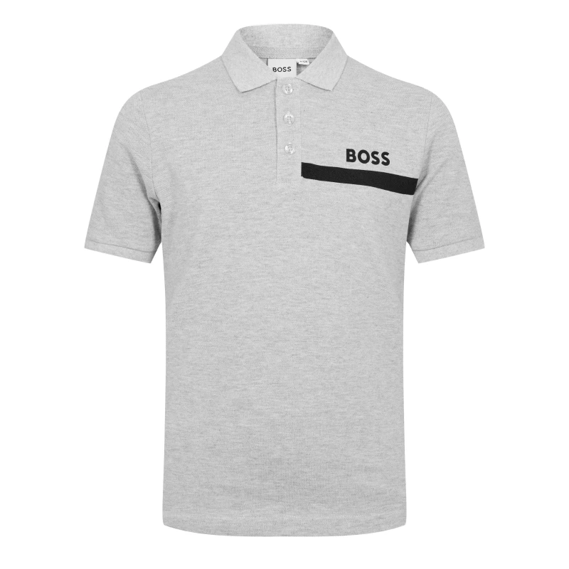 Image of Boss Kids Short-Sleeve Polo, Logo Design Grey A32 male 16Y
