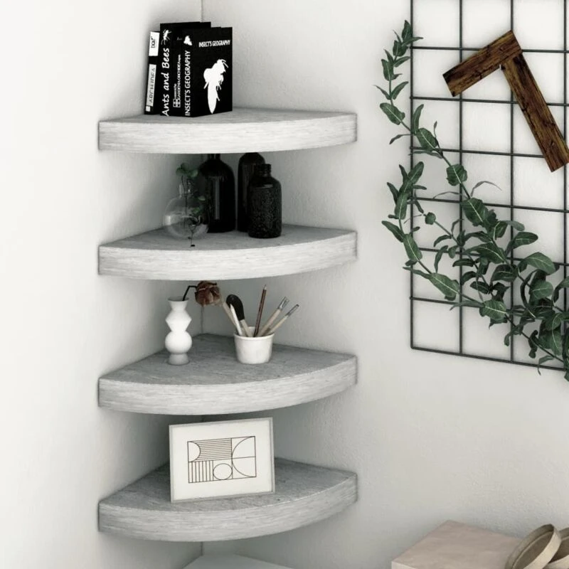 Image of VIDAXL Vidaxl - Wall Corner Shelves 4 pcs Concrete Grey 25x25x3.8cm mdf 8720286417362
