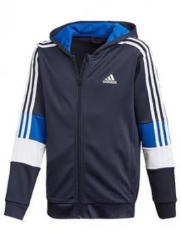 Image of Adidas Boys Aeroready 3-Stripes Full Zip Hoodie - Navy