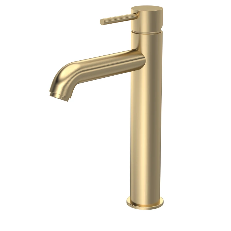 Image of BALTERLEY Round Minimalist Tall Mono Basin Mixer Tap - Brushed Brass BTB870