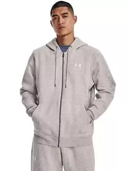 Image of Under Armour Training Essential Fleece Full Zip Hoodie - Grey Size M Men