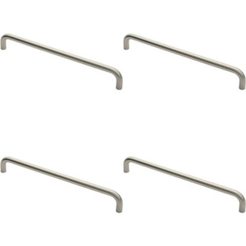 Image of Loops 4x Round D Bar Pull Handle 444 x 19mm 425mm Fixing Centres Satin Steel Metallics unisex
