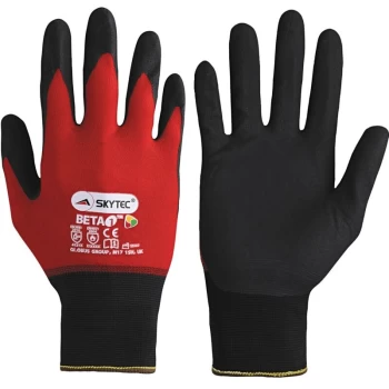 Image of Skytec - Nitrile Coated Gloves, Mechanical Hazard, Black/Red, Size 10