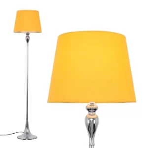 Image of Faulkner Chrome Floor Lamp with Mustard Aspen Shade