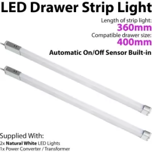 Image of 2x 400mm LED Drawer Strip Light AUTO ON/OFF PIR SENSOR Kitchen Cupboard Door