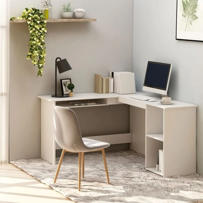 Image of VIDAXL L-Shaped Corner Desk White 120x140x75cm Engineered Wood vidaXL 8719883786780